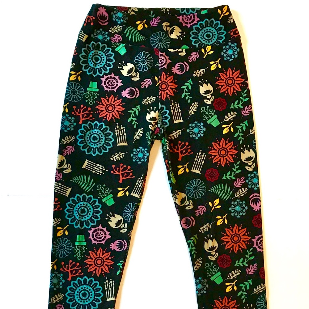 LuLaRoe Leggings One Size, Black, Abstract Floral